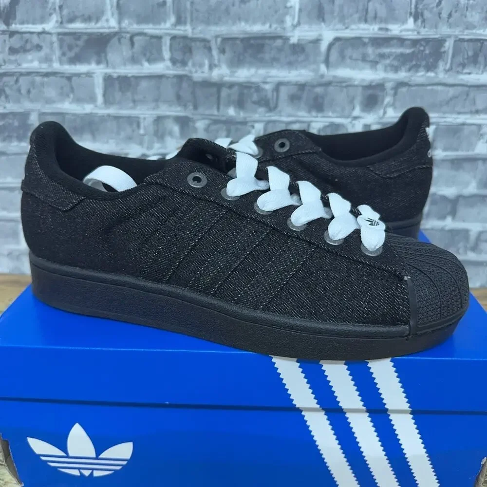 Adidas Superstar II Black Denim White JQ3211 Mens Size 8.5 New Rare